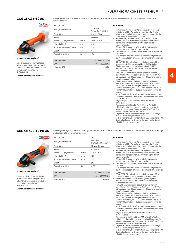 FEIN Sähkötyökalujen luettelo Nº: 20819 - Página 117