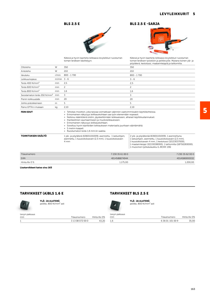 FEIN Sähkötyökalujen luettelo NR.: 20819 - Pagina 165