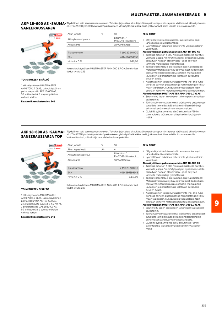 FEIN Sähkötyökalujen luettelo Č. 20819 - Strana 241