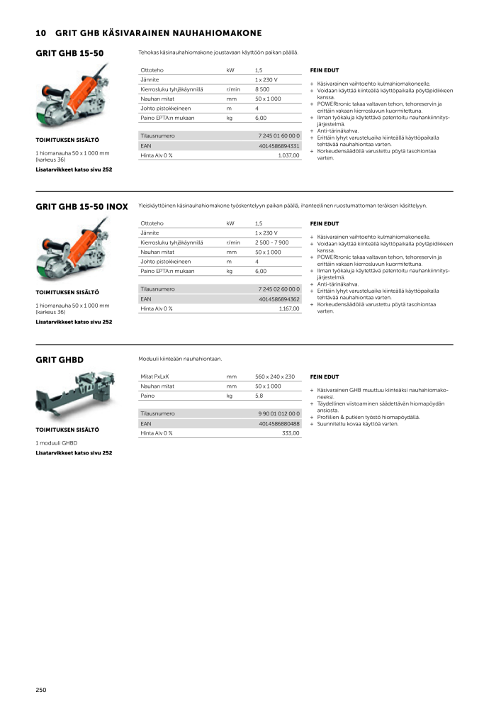 FEIN Sähkötyökalujen luettelo NR.: 20819 - Pagina 252
