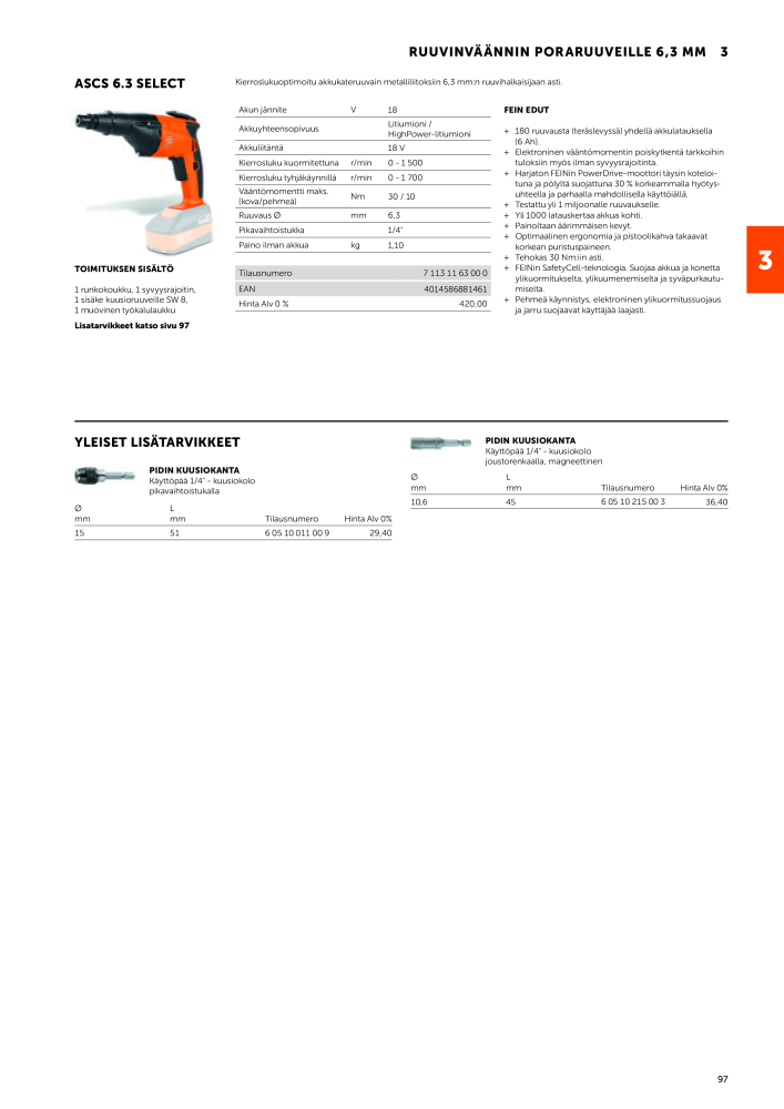 FEIN Sähkötyökalujen luettelo NR.: 20819 - Seite 99