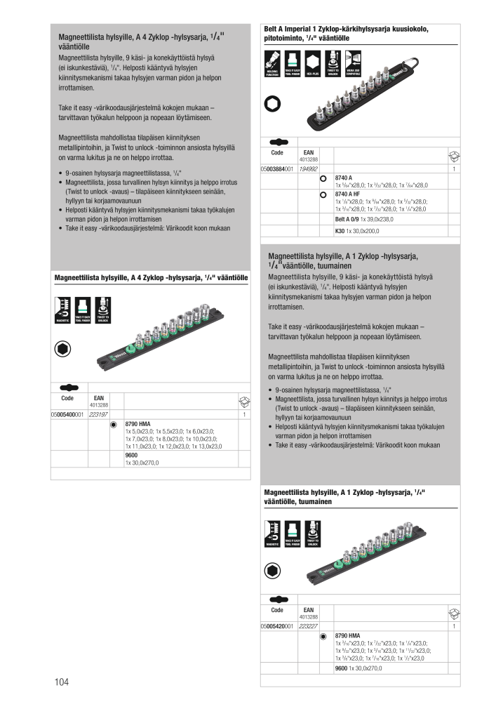 WERA Pääluettelo NR.: 20826 - Side 104