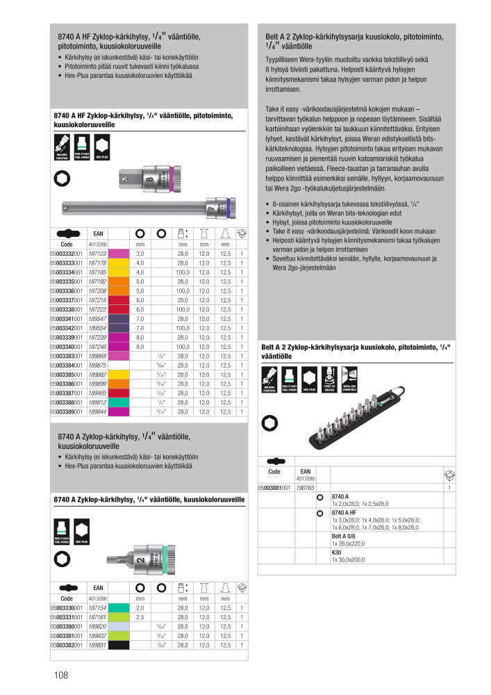 WERA Pääluettelo NR.: 20826 - Side 108