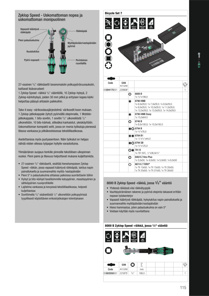 WERA Pääluettelo NR.: 20826 - Side 115