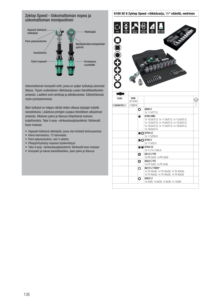 WERA Pääluettelo NR.: 20826 - Pagina 136