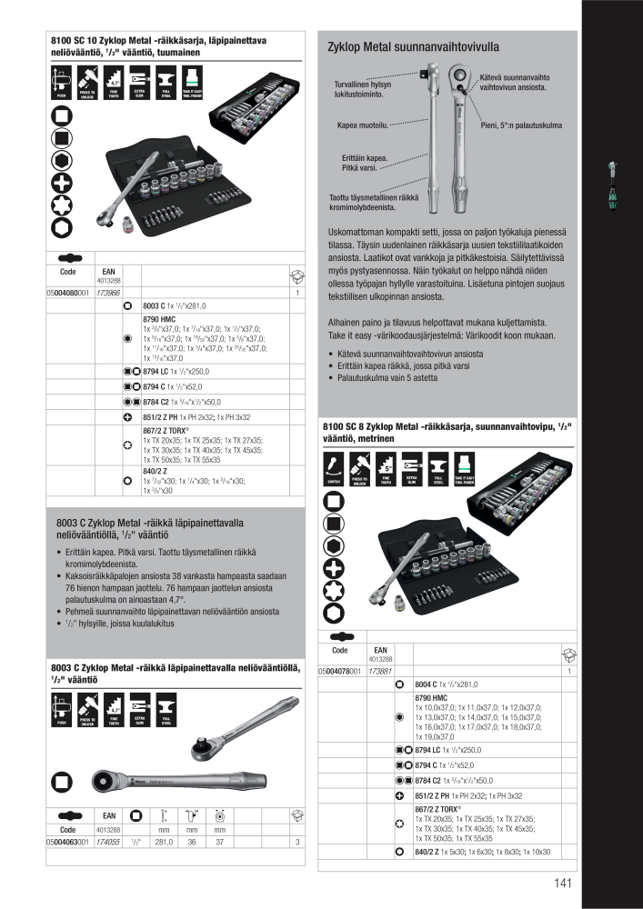 WERA Pääluettelo NR.: 20826 - Seite 141