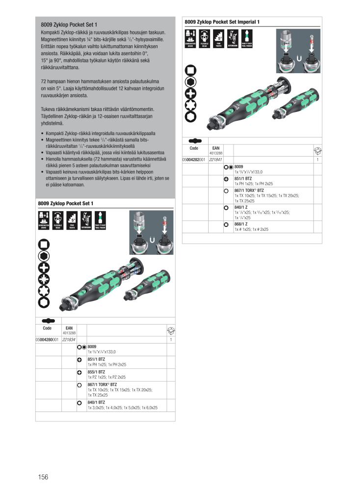 WERA Pääluettelo NR.: 20826 - Side 156