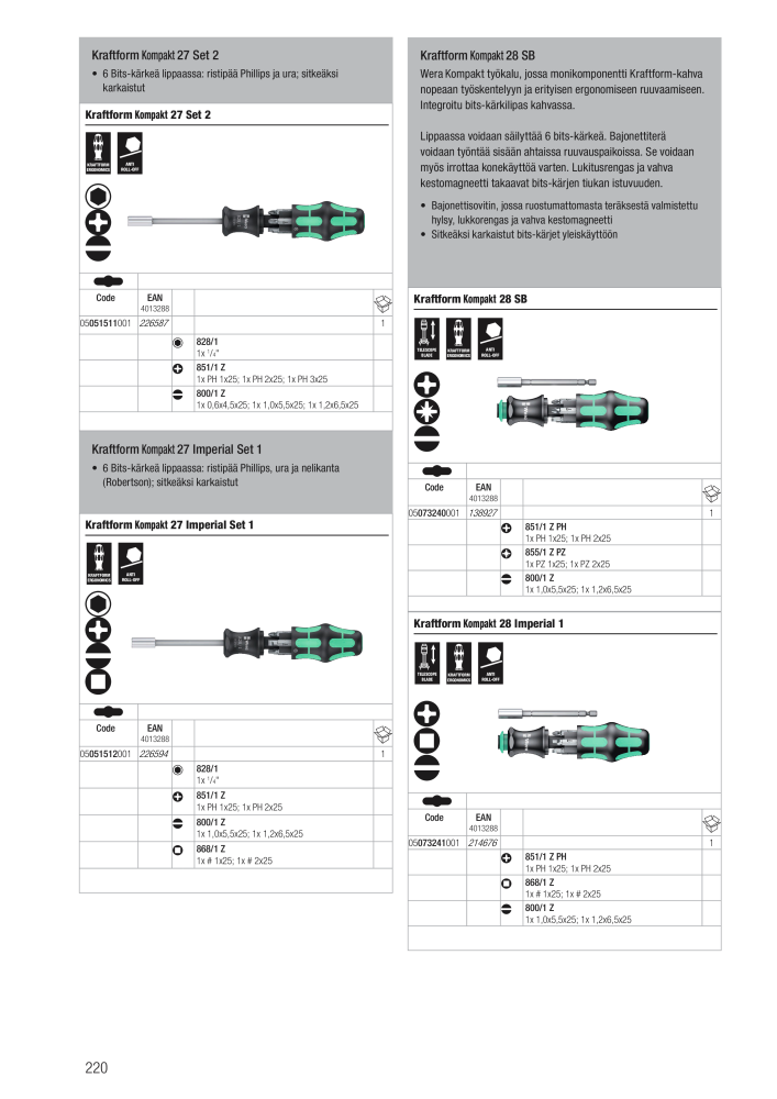 WERA Pääluettelo NR.: 20826 - Side 220