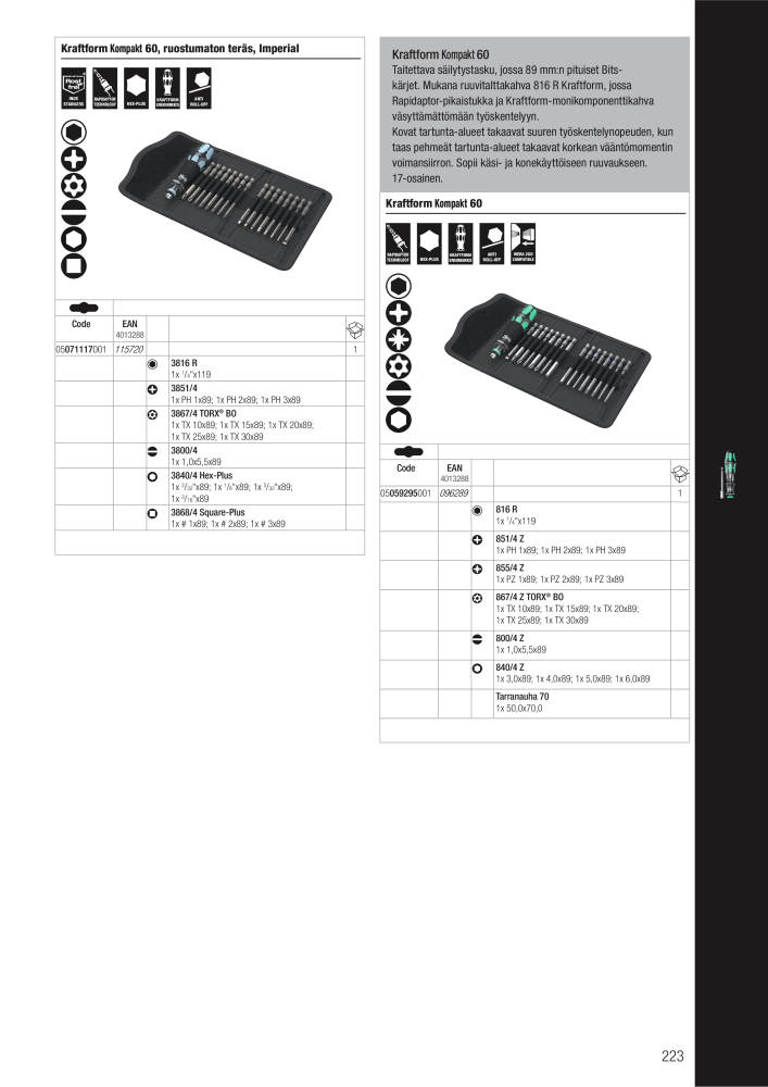 WERA Pääluettelo NO.: 20826 - Page 223