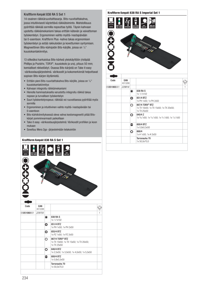 WERA Pääluettelo NR.: 20826 - Pagina 234