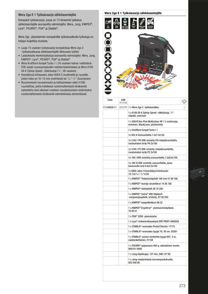 WERA Pääluettelo NR.: 20826 - Pagina 273