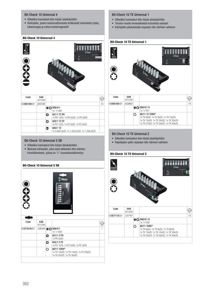 WERA Pääluettelo NR.: 20826 - Pagina 352