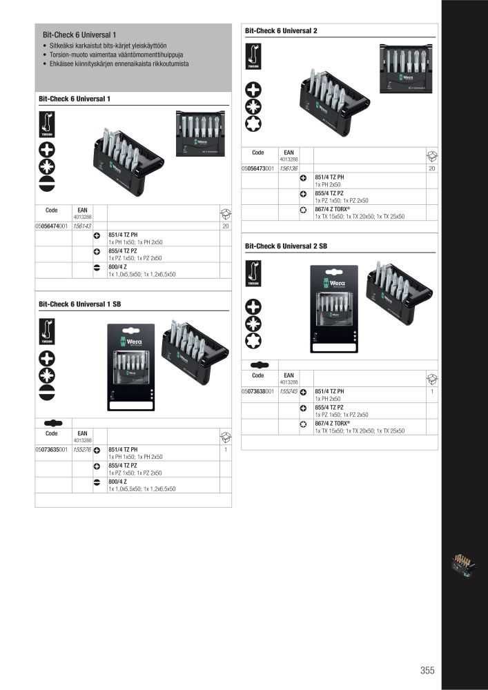 WERA Pääluettelo Nb. : 20826 - Page 355