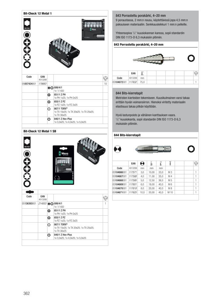 WERA Pääluettelo NO.: 20826 - Page 362