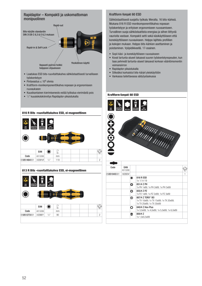 WERA Pääluettelo NR.: 20826 - Pagina 52