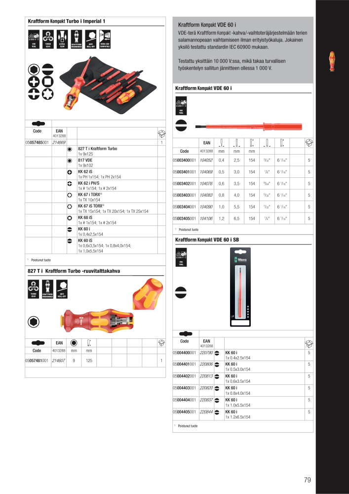 WERA Pääluettelo NR.: 20826 - Strona 79