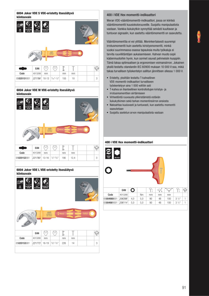 WERA Pääluettelo NR.: 20826 - Side 91