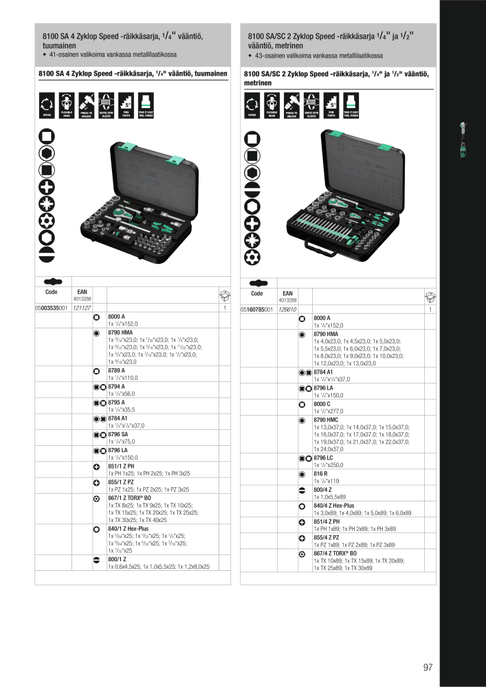 WERA Pääluettelo Nb. : 20826 - Page 97