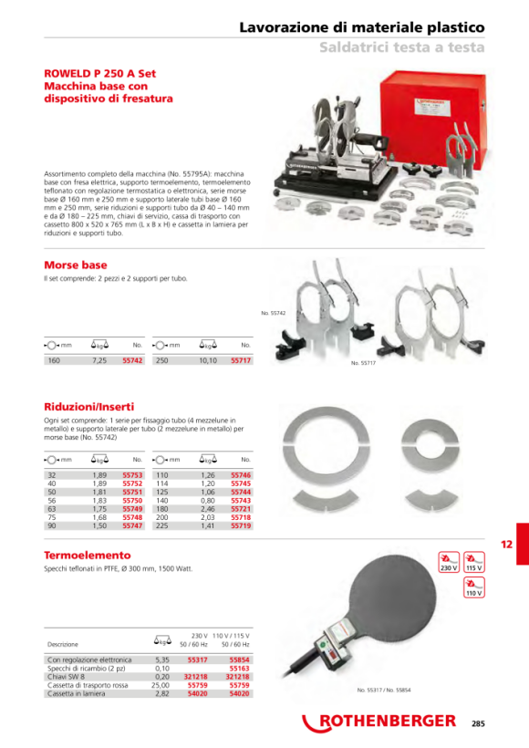 Rothenberger ROWELD P250A inserto forcella di riduzione e supporto ø 90mm 55747