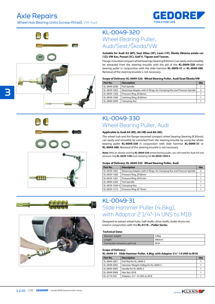 GEDORE Automotive KLANN Main catalog General Repairs NO.: 2086 - Page 100