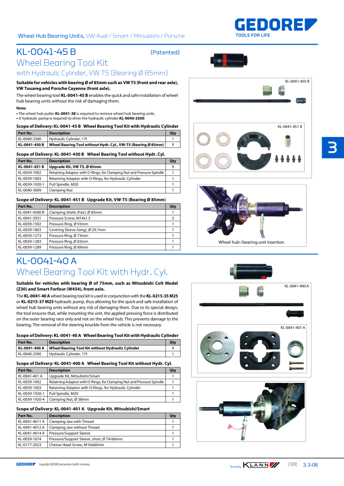 GEDORE Automotive KLANN Main catalog General Repairs Č. 2086 - Strana 109