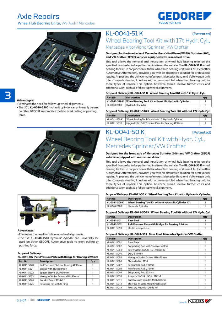 GEDORE Automotive KLANN Main catalog General Repairs Nº: 2086 - Página 110