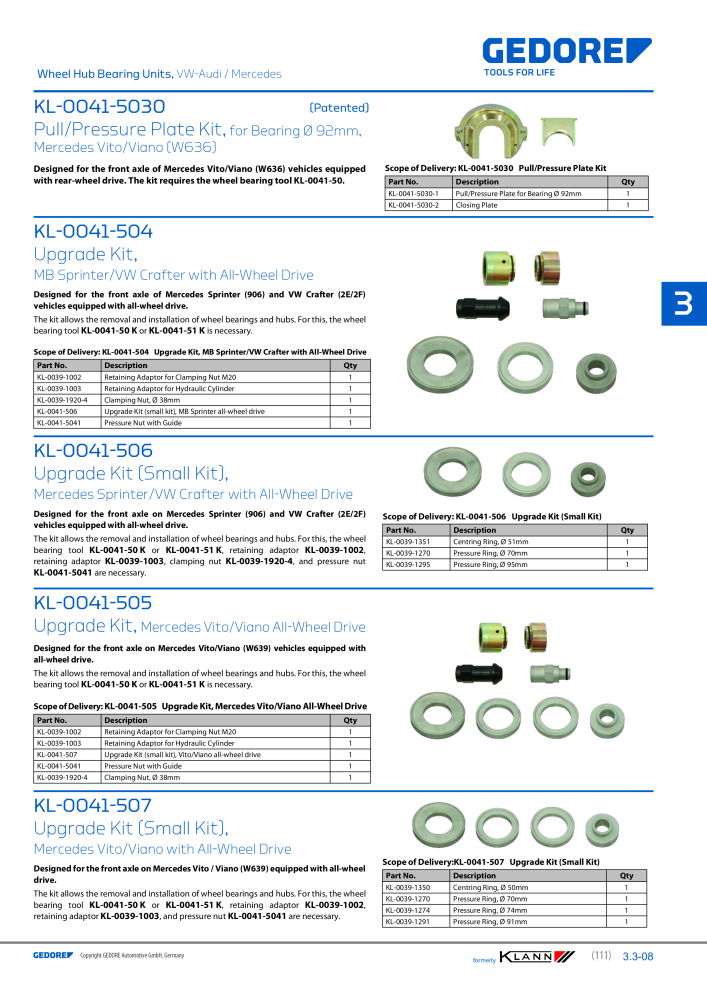 GEDORE Automotive KLANN Main catalog General Repairs NO.: 2086 - Page 111