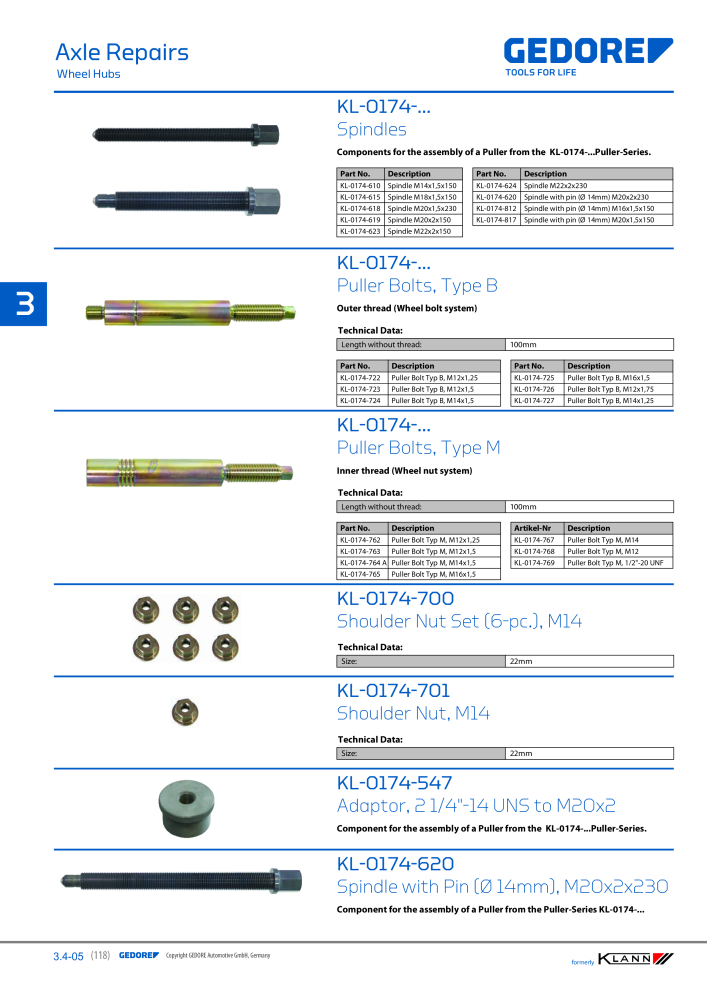 GEDORE Automotive KLANN Main catalog General Repairs NEJ.: 2086 - Sida 118