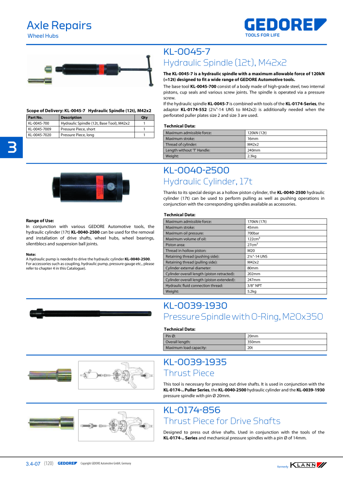 GEDORE Automotive KLANN Main catalog General Repairs NR.: 2086 - Seite 120