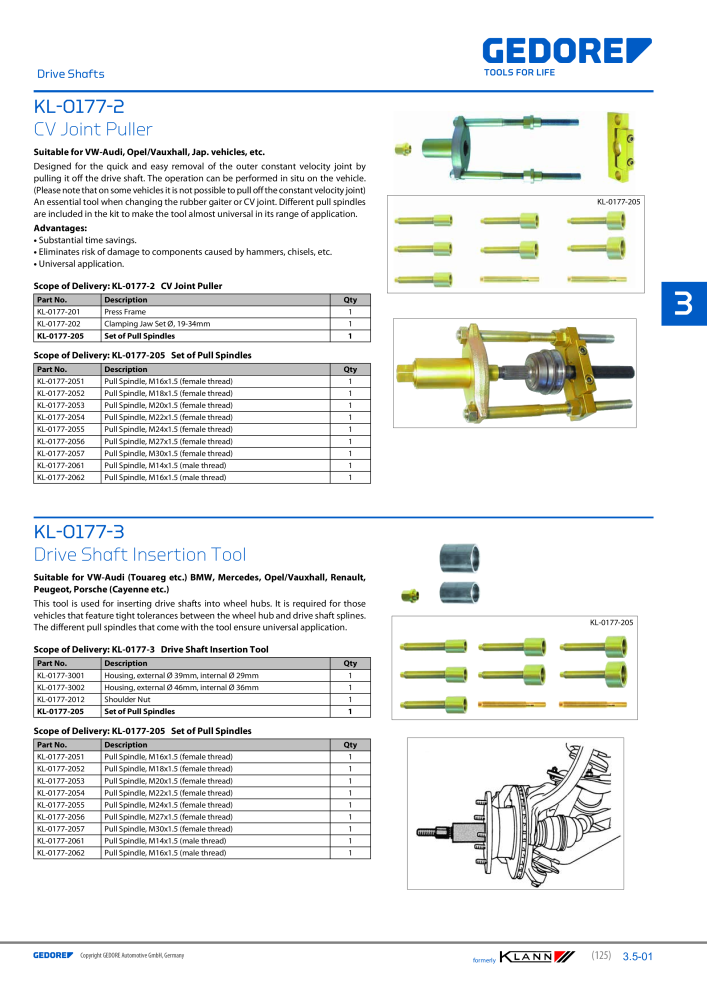 GEDORE Automotive KLANN Main catalog General Repairs NR.: 2086 - Strona 125