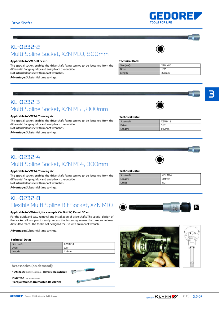 GEDORE Automotive KLANN Main catalog General Repairs Nº: 2086 - Página 131