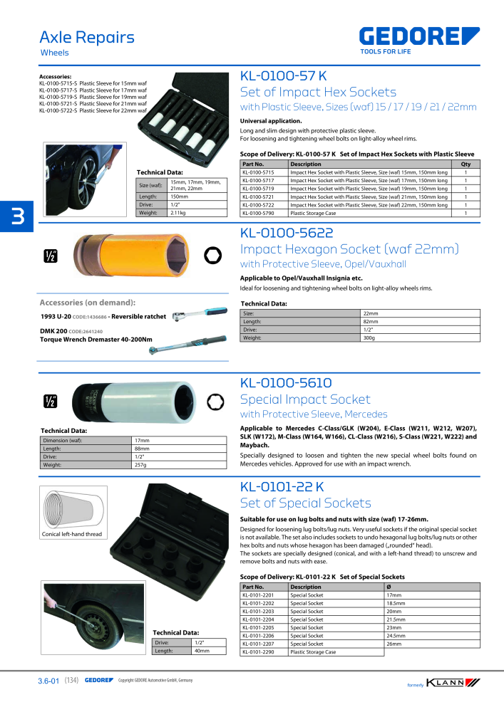 GEDORE Automotive KLANN Main catalog General Repairs Nº: 2086 - Página 134