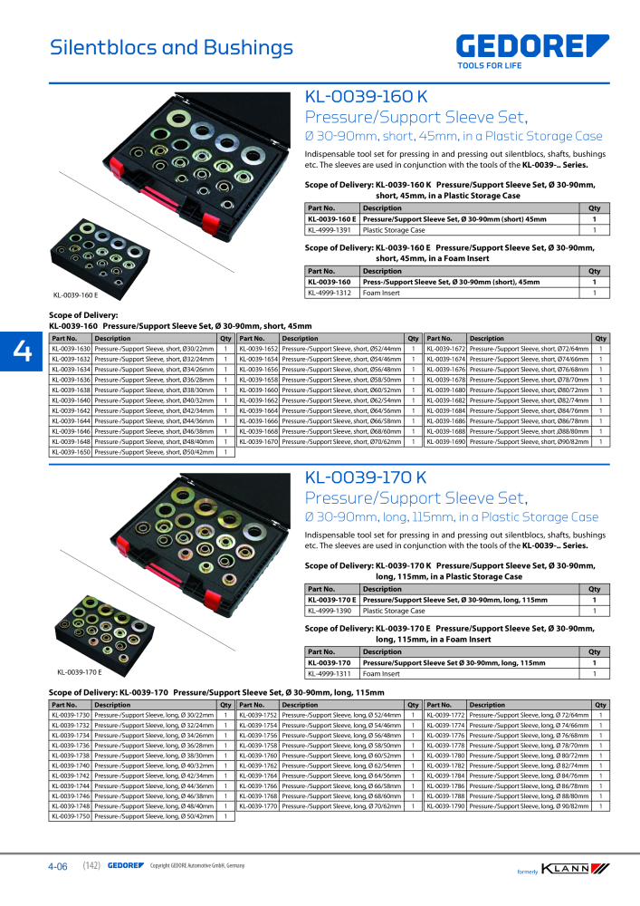 GEDORE Automotive KLANN Main catalog General Repairs Nº: 2086 - Página 142