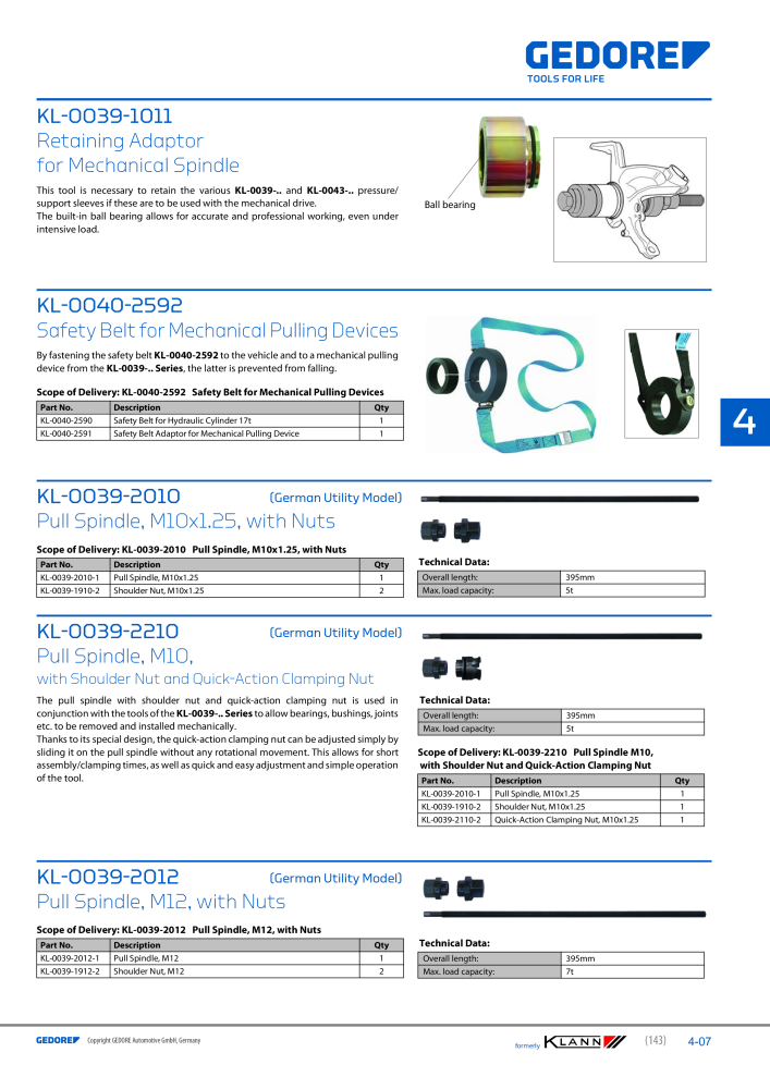 GEDORE Automotive KLANN Main catalog General Repairs NR.: 2086 - Pagina 143