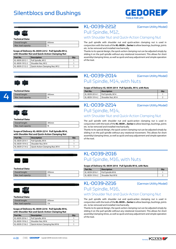 GEDORE Automotive KLANN Main catalog General Repairs NEJ.: 2086 - Sida 144