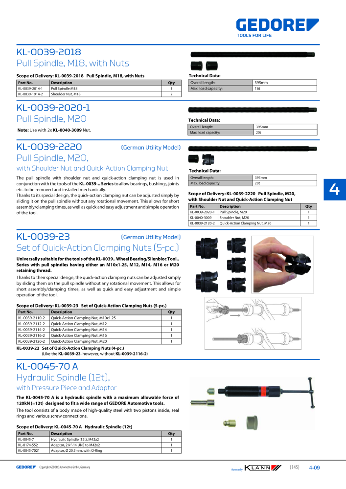 GEDORE Automotive KLANN Main catalog General Repairs NO.: 2086 - Page 145