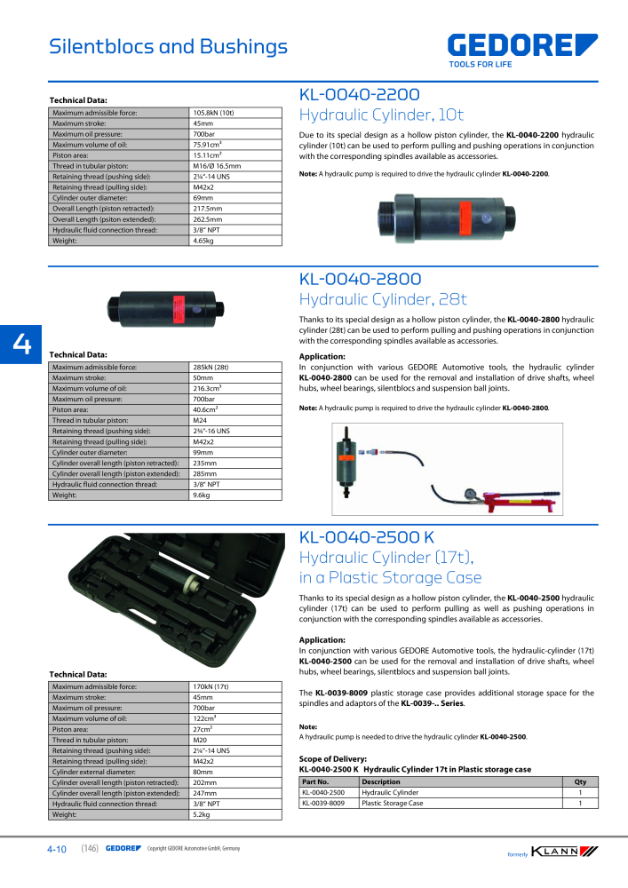 GEDORE Automotive KLANN Main catalog General Repairs Nº: 2086 - Página 146