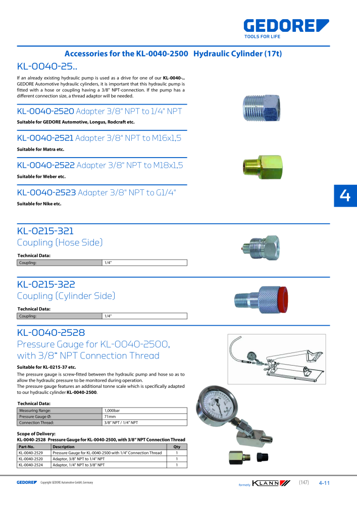 GEDORE Automotive KLANN Main catalog General Repairs NEJ.: 2086 - Sida 147