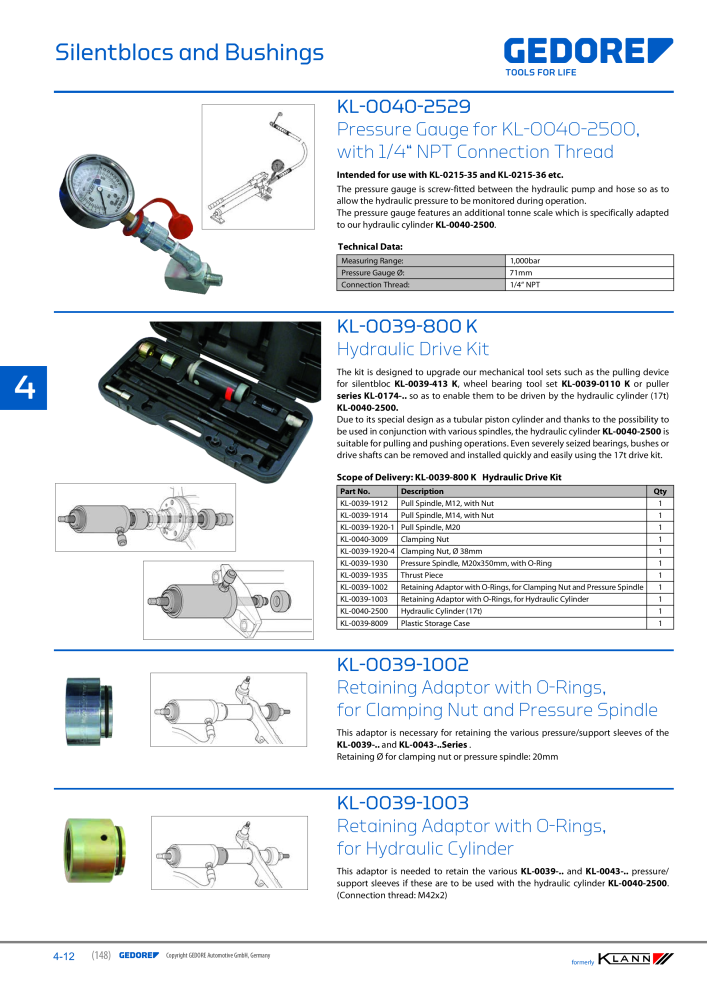 GEDORE Automotive KLANN Main catalog General Repairs Nº: 2086 - Página 148