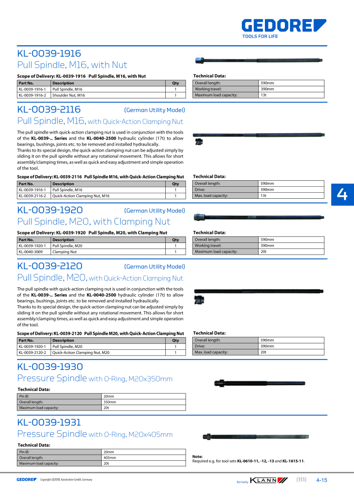 GEDORE Automotive KLANN Main catalog General Repairs NEJ.: 2086 - Sida 151