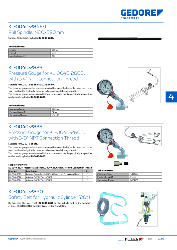 GEDORE Automotive KLANN Main catalog General Repairs Nº: 2086 - Página 155