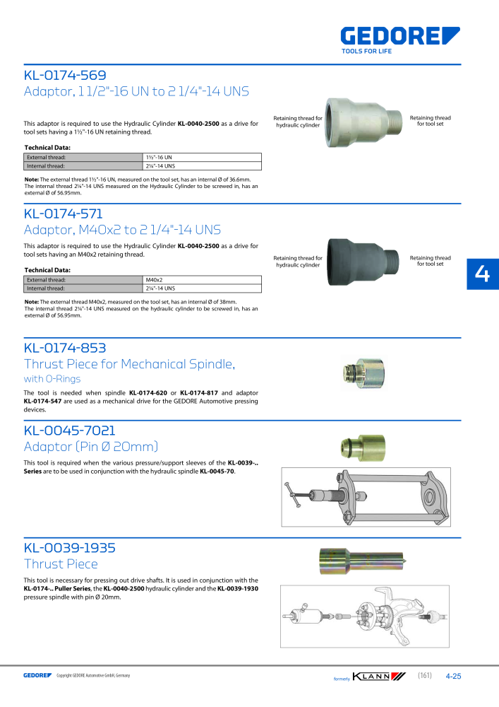 GEDORE Automotive KLANN Main catalog General Repairs NO.: 2086 - Page 161