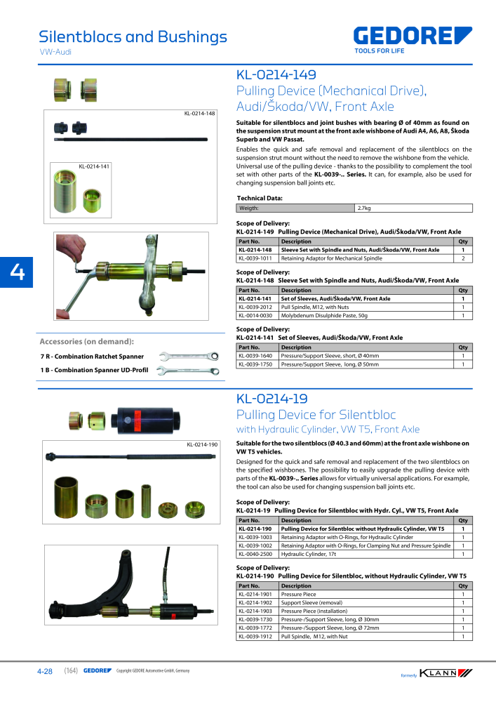 GEDORE Automotive KLANN Main catalog General Repairs NEJ.: 2086 - Sida 164