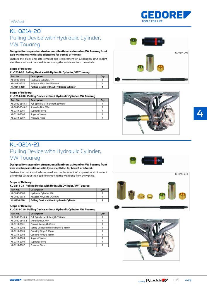 GEDORE Automotive KLANN Main catalog General Repairs Nº: 2086 - Página 165