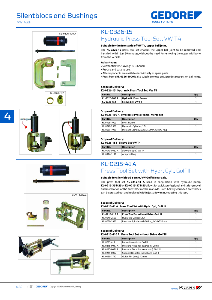 GEDORE Automotive KLANN Main catalog General Repairs NR.: 2086 - Seite 168