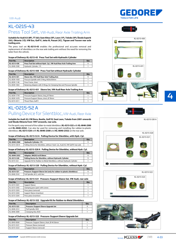 GEDORE Automotive KLANN Main catalog General Repairs NR.: 2086 - Pagina 169