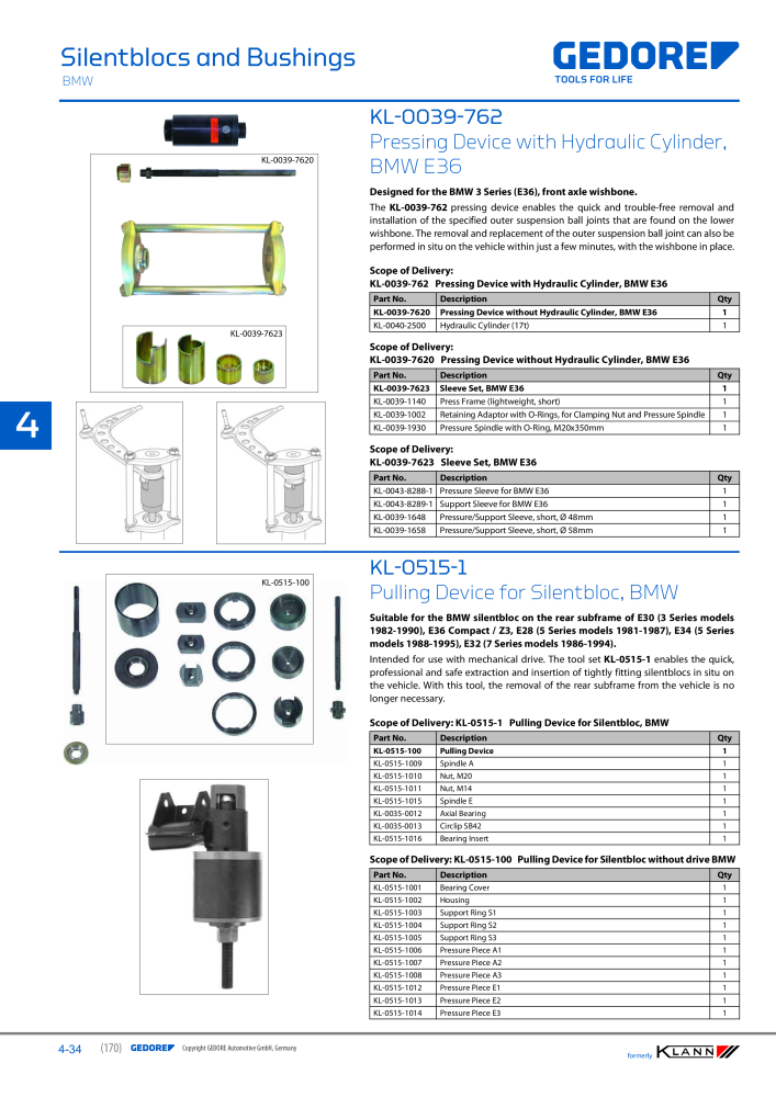 GEDORE Automotive KLANN Main catalog General Repairs Č. 2086 - Strana 170