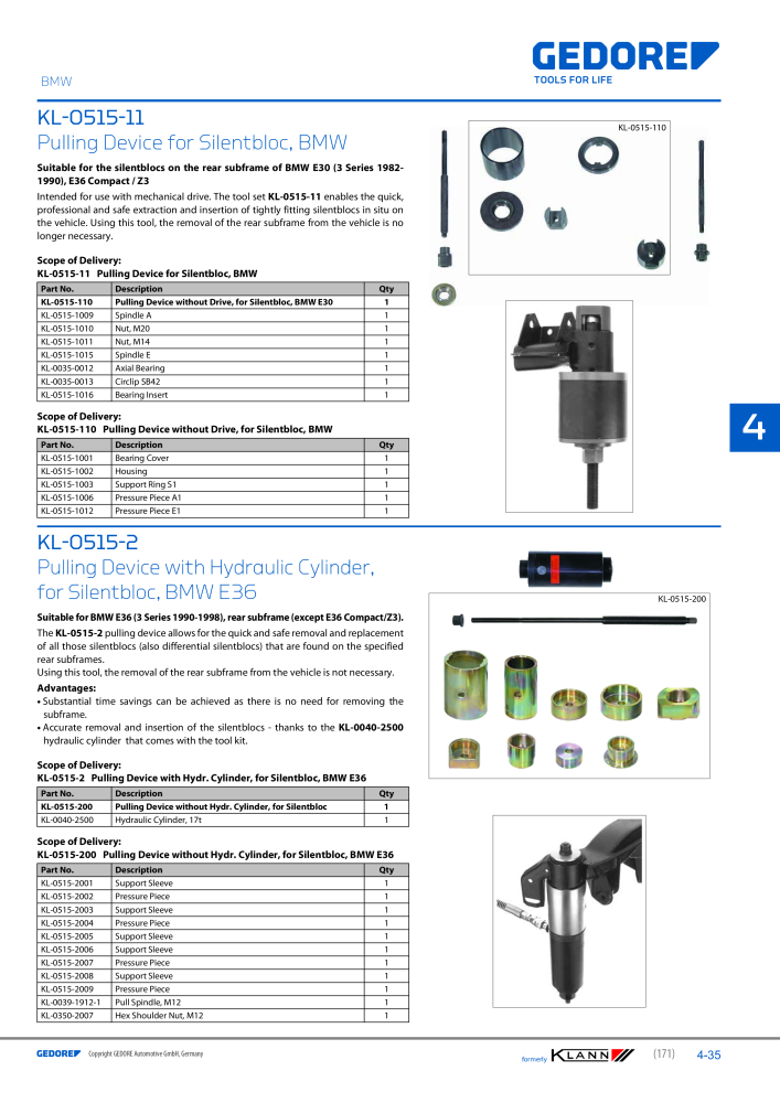 GEDORE Automotive KLANN Main catalog General Repairs Nº: 2086 - Página 171