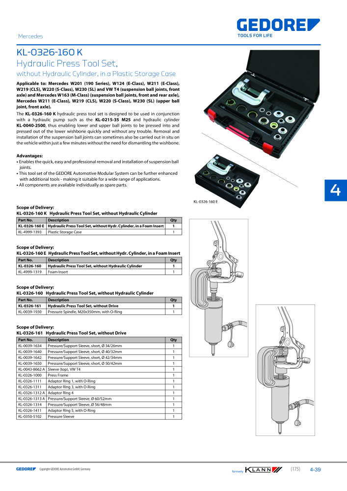 GEDORE Automotive KLANN Main catalog General Repairs NO.: 2086 - Page 175