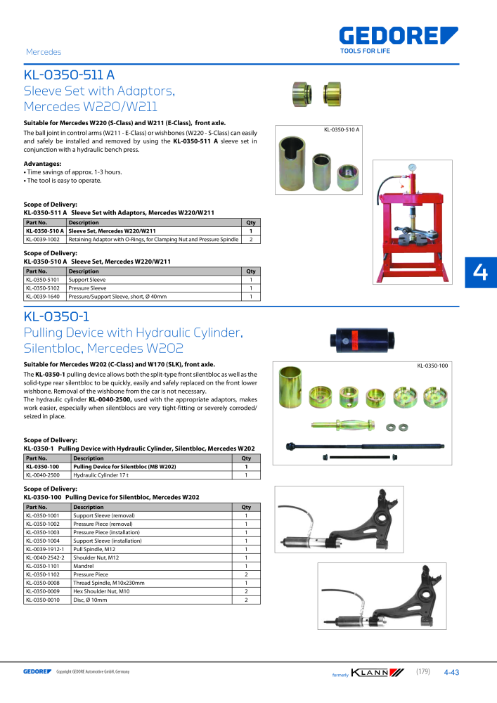 GEDORE Automotive KLANN Main catalog General Repairs NEJ.: 2086 - Sida 179